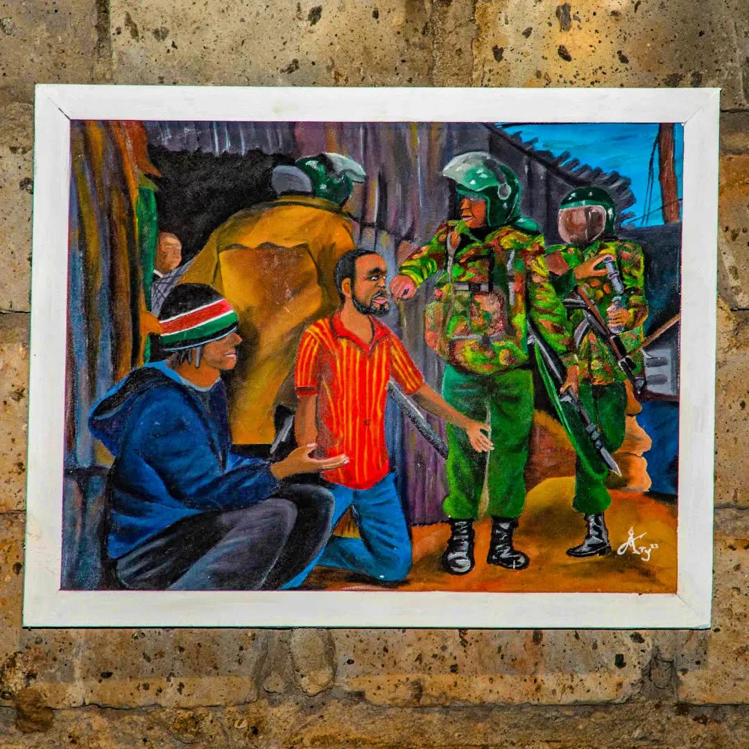 Original acrylic abstract painting by Kenyan visual artist, Lawrence Ooko