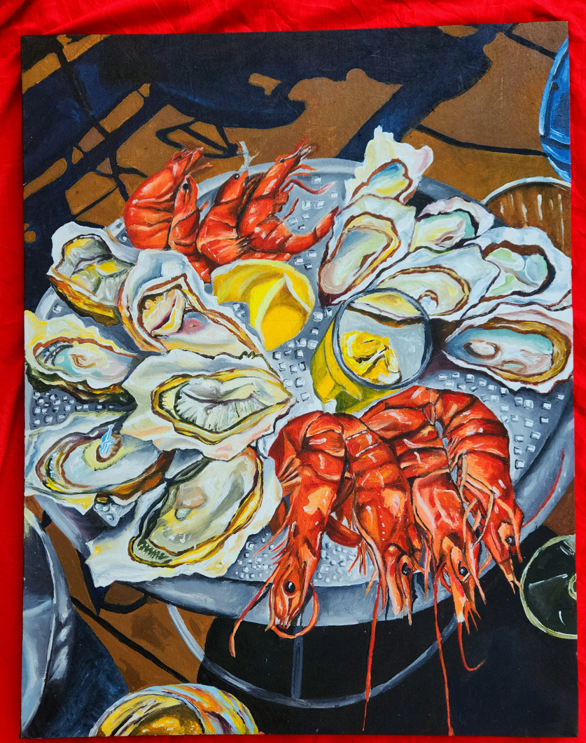 Original acrylic abstract painting by Kenyan visual artist, Lawrence Ooko