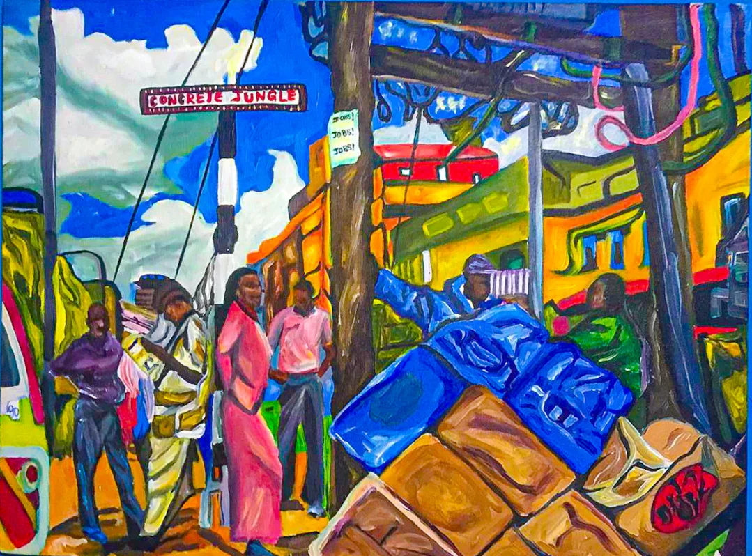 Original acrylic abstract painting by Kenyan visual artist, Lawrence Ooko